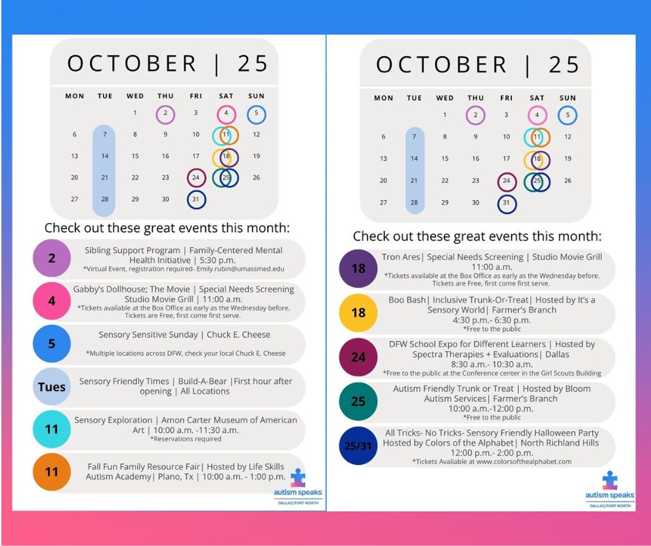 Autism - We’re excited to share a curated list of events happening this ...