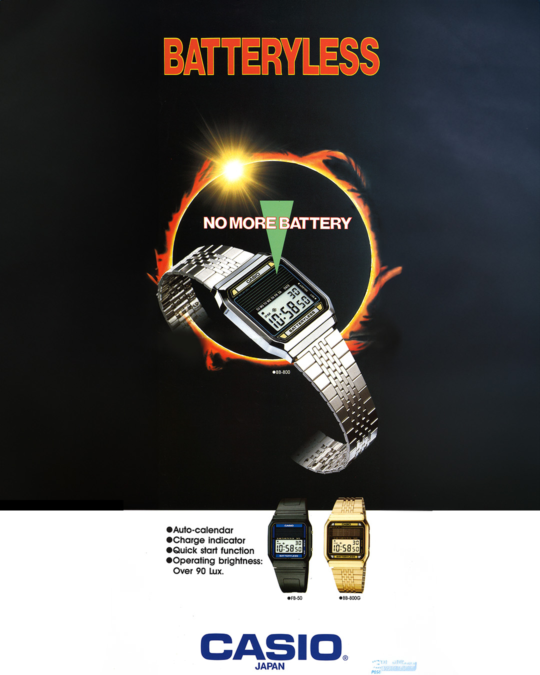 1987 VINTAGE CASIO BB-800 BATTERYLESS WATCH ⌚️