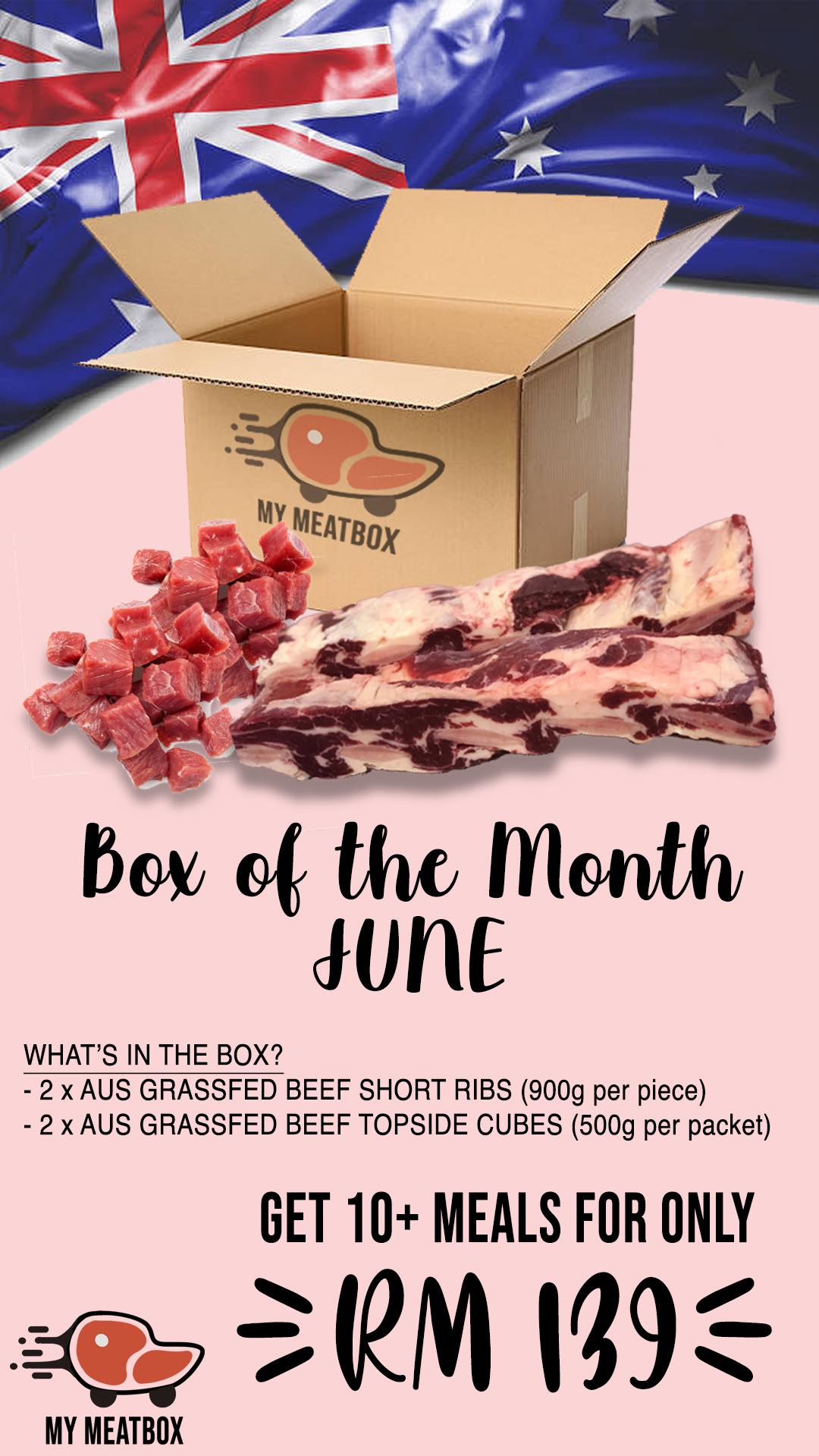 My Meatbox - JUNE BOX - RIBS & CUBES - 2 x AUSTRALIA GRASSFED BEEF ...
