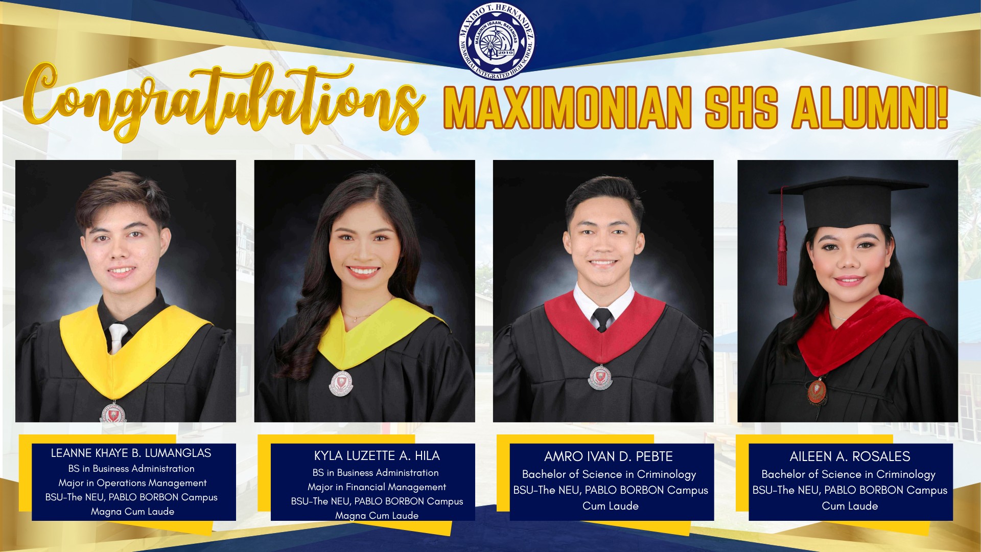Congratulations to the first batch of Senior High School of Maximo T ...