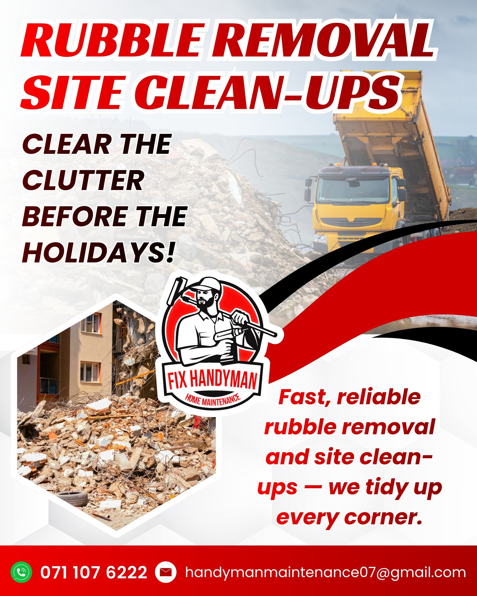 🚛 RUBBLE REMOVAL & SITE... - Fix Handyman Home Maintenance | Facebook