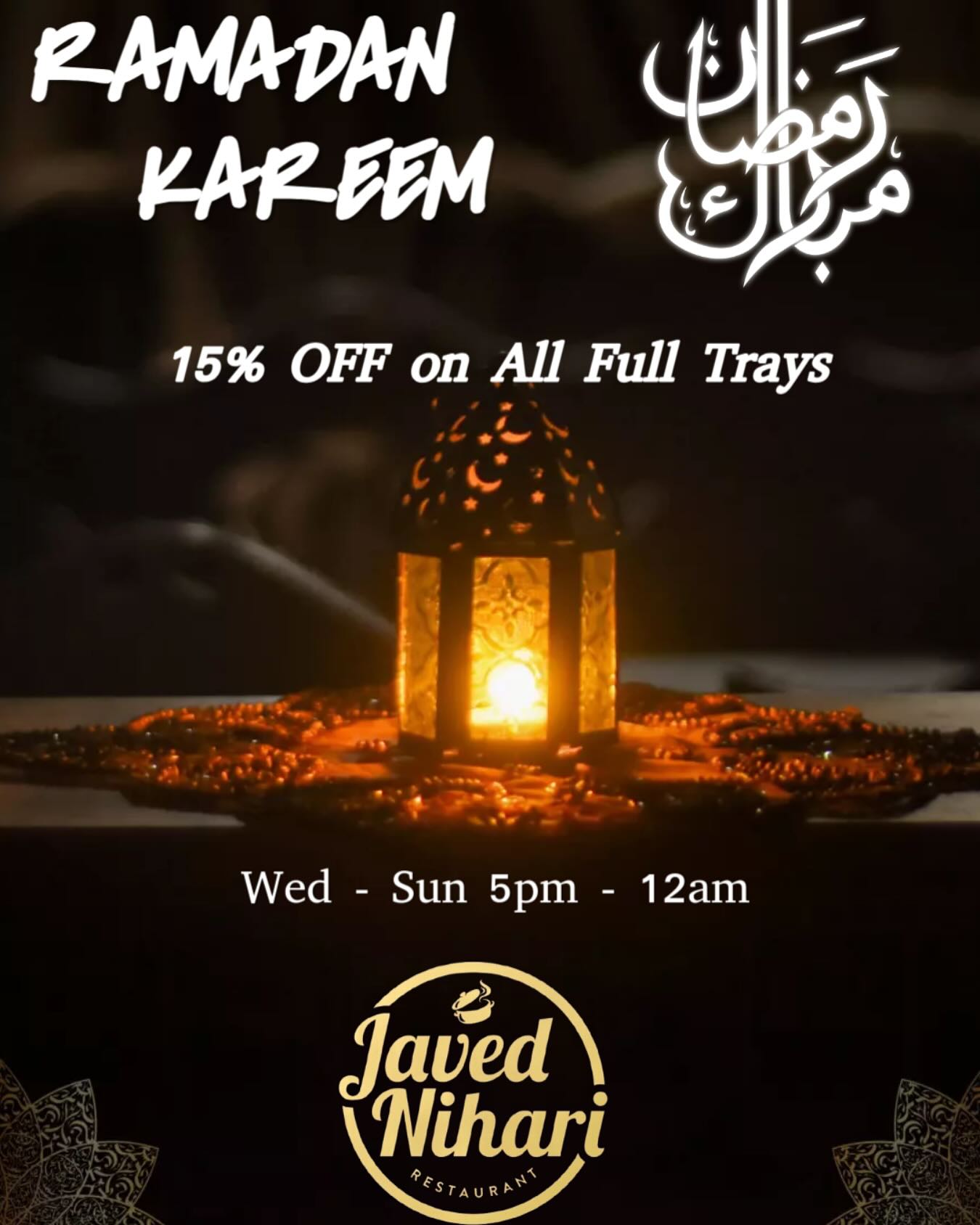 Javed - 🕌𝗥𝗮𝗺𝗮𝗱𝗮𝗻 𝗦𝗽𝗲𝗰𝗶𝗮𝗹𝘀🌙 𝗔𝗹𝗹 𝗖𝗮𝘁𝗲𝗿𝗶𝗻𝗴 𝗧𝗿𝗮𝘆𝘀: 15% 𝗢𝗙𝗙 𝗠𝗲𝗻𝘁𝗶𝗼𝗻 𝘁𝗵𝗶𝘀 𝗮𝗱 ...
