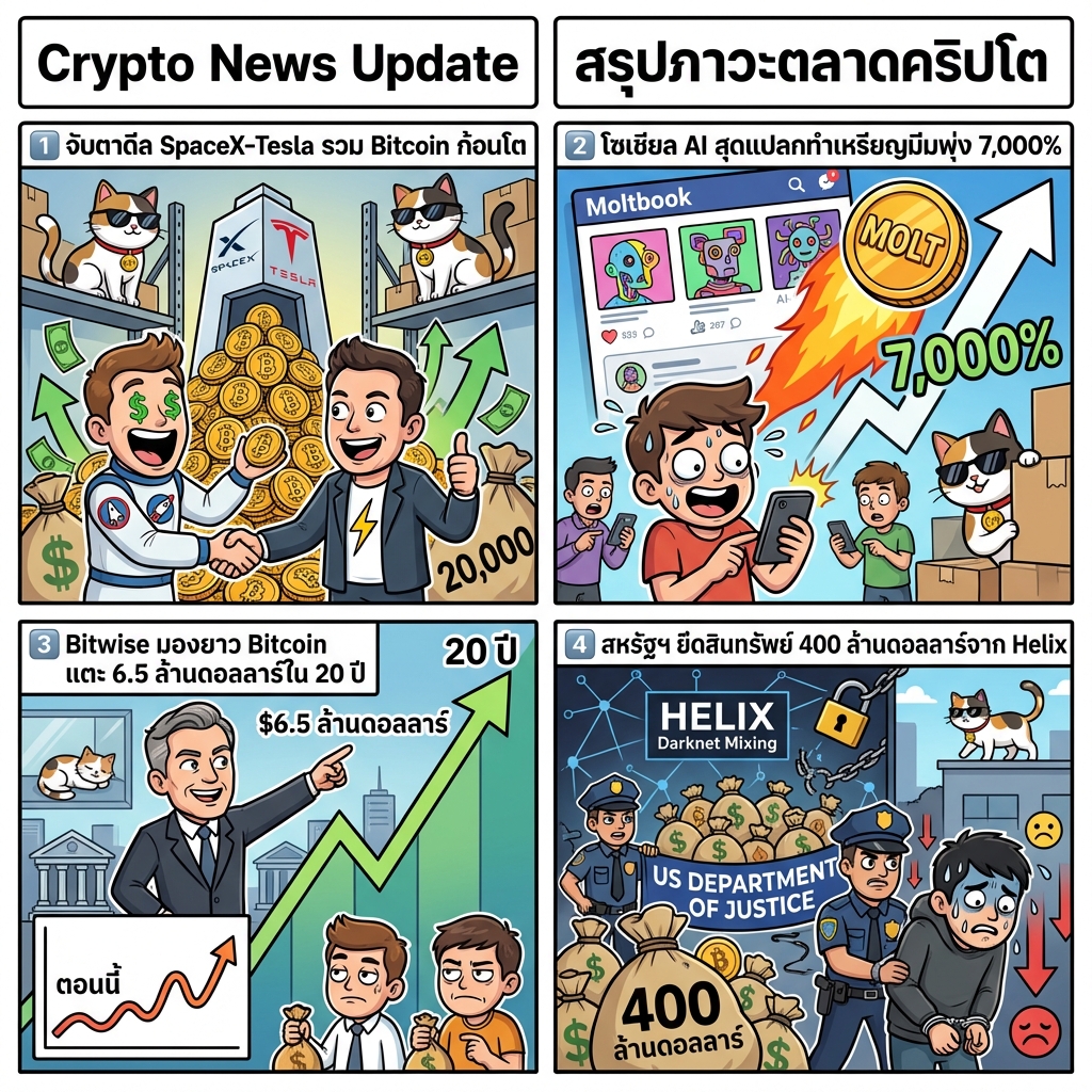 CM - สรุปภาวะตลาดคริปโต 1️⃣ จับตาดีล SpaceX-Tesla รวม Bitcoin ก้อนโต ...