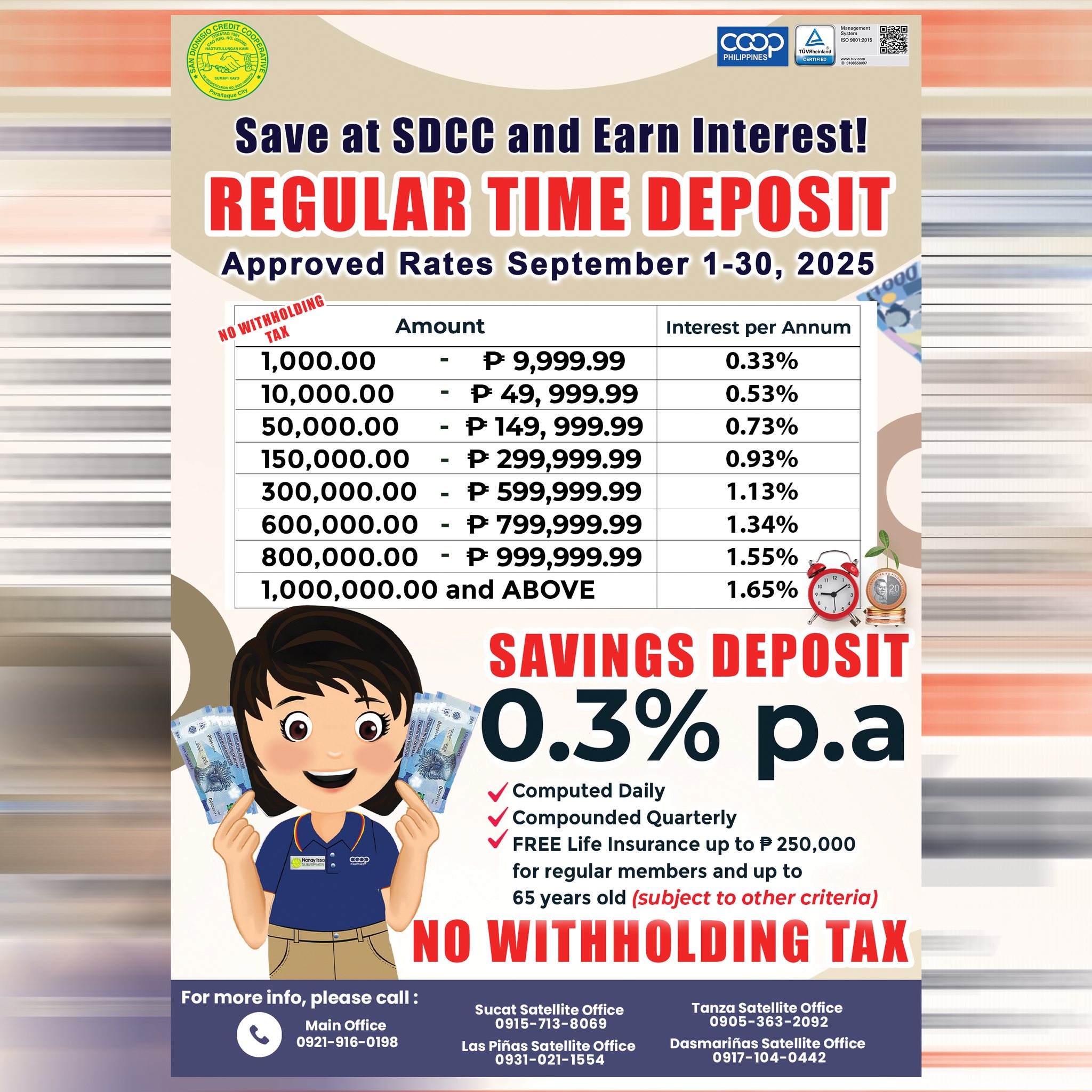 San - Save at SDCC and Earn Interest! 🙌 REGULAR TIME DEPOSIT NO ...