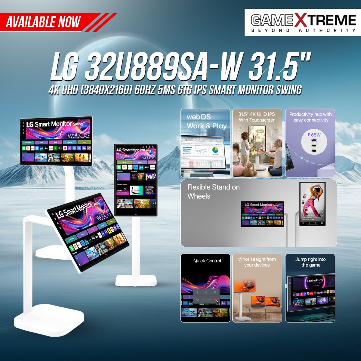 Seamless flexibility for work and play. LG 32U889SA-W 31.5