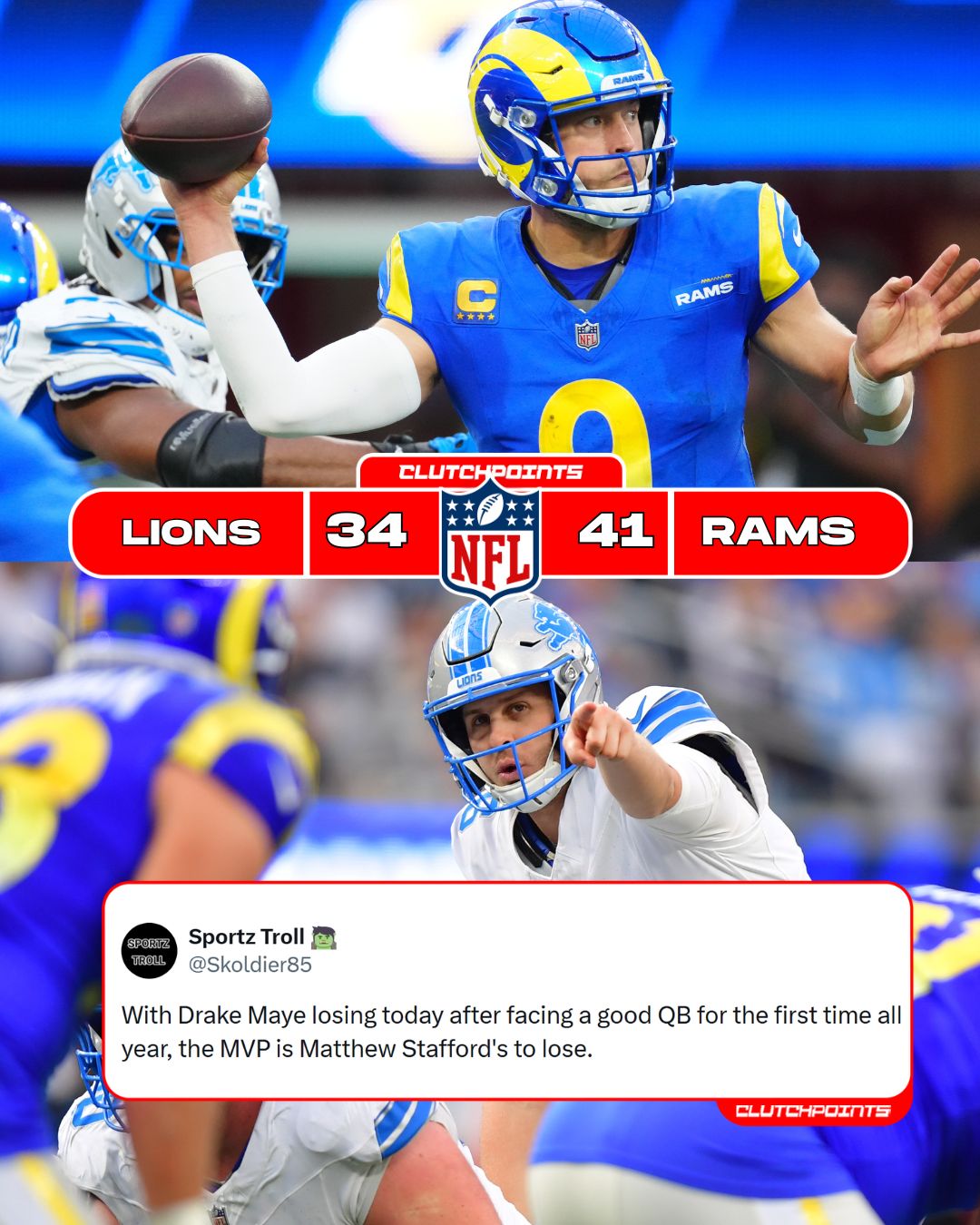 Rams - The Rams OUT-DUEL the Lions 41-34 and move to 11-3 on the season ...