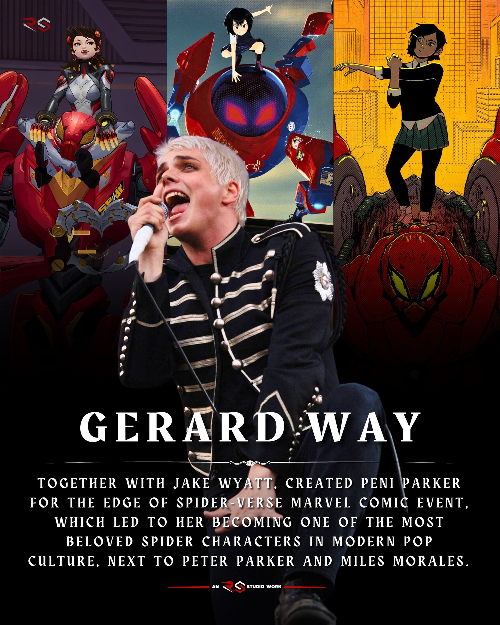 Gerard Way of My Chemical Romance created Peni Parker in addition 