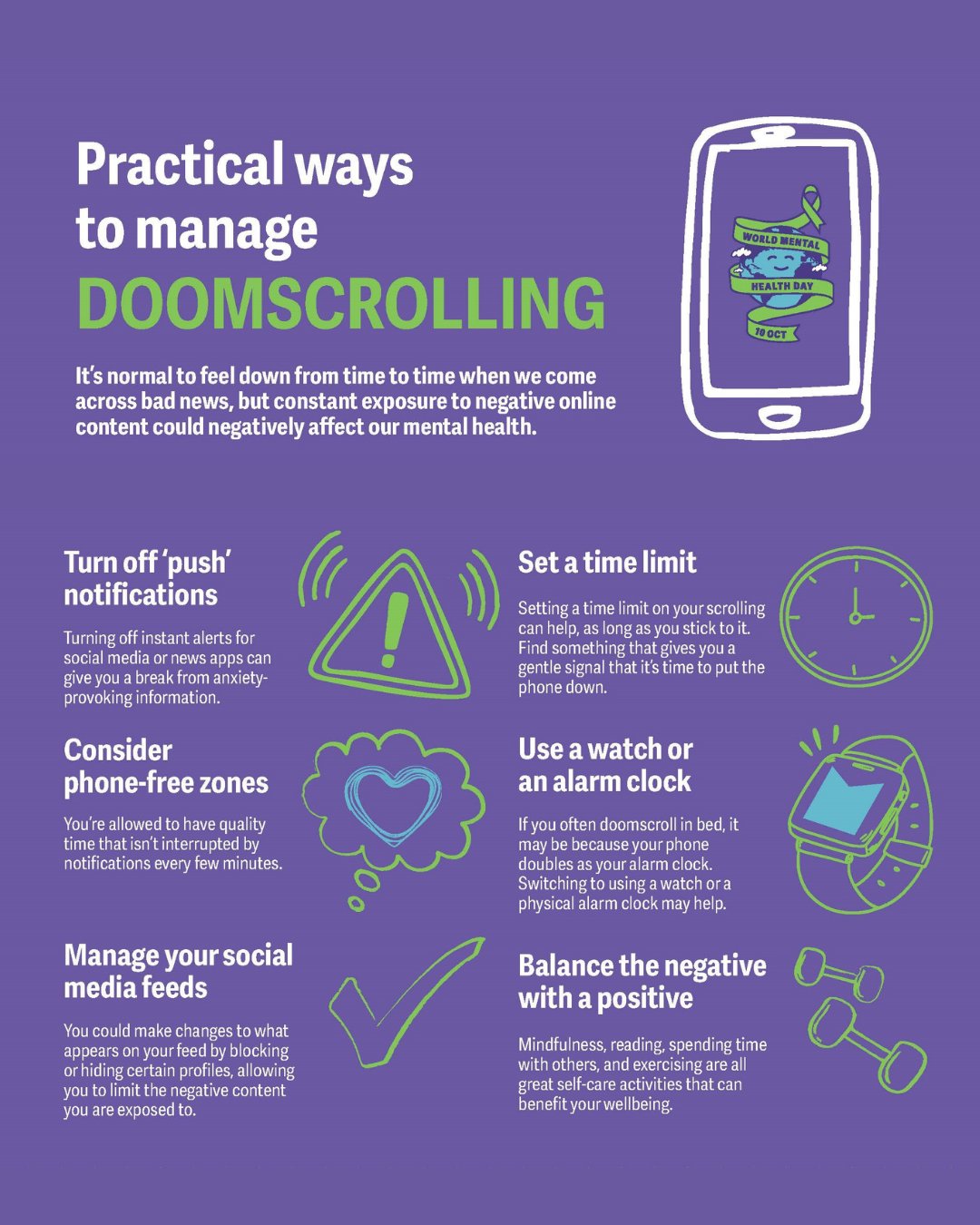 Grand - Here is your #WorldMentalHealthDay tip! Doomscrolling is the ...