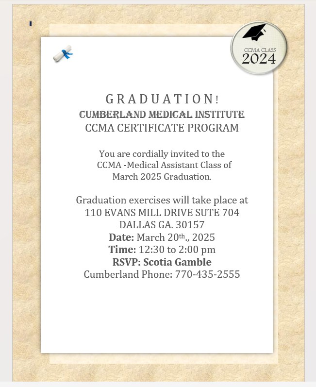 Cumberland - Medical assistant class of March 2025 graduation let the ...