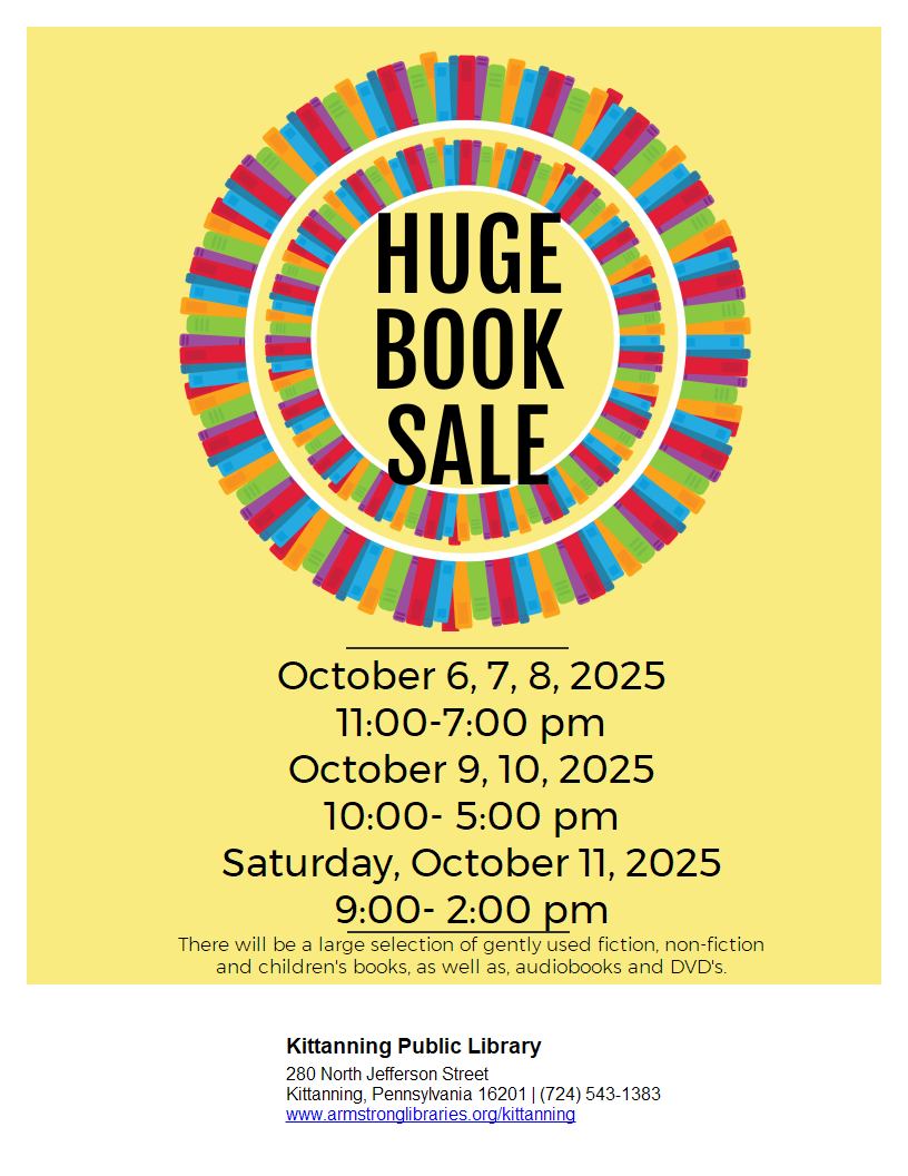 Kittanning - Mark your calendars for the Huge Fall Used Book Sale at ...