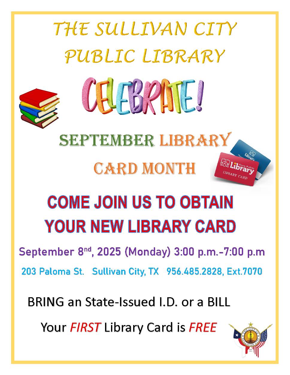 📚 Get Your New Library Card! 📚... - City of Sullivan City | Facebook