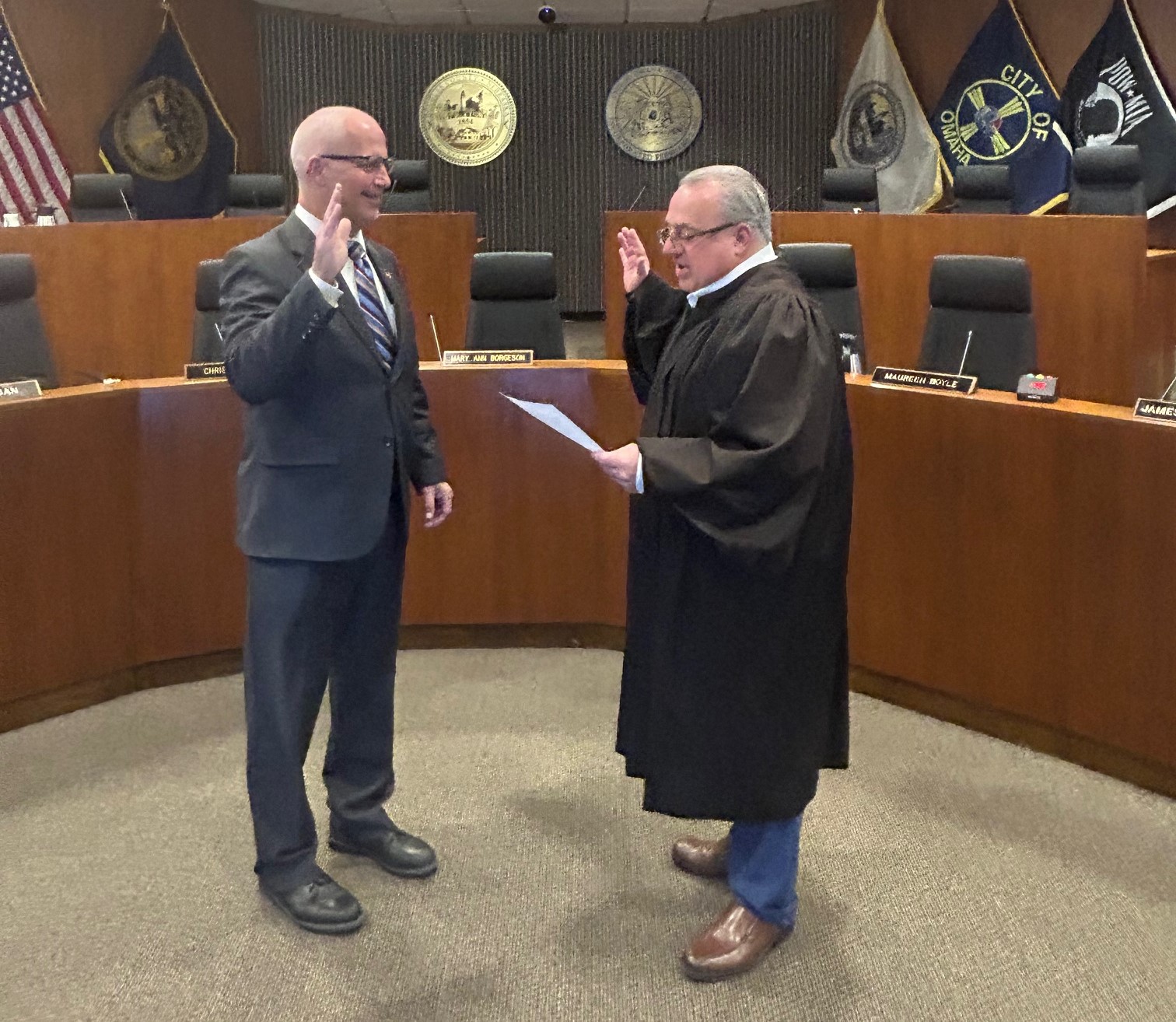 Douglas - Commissioner Mike Friend being sworn in by Judge John E ...
