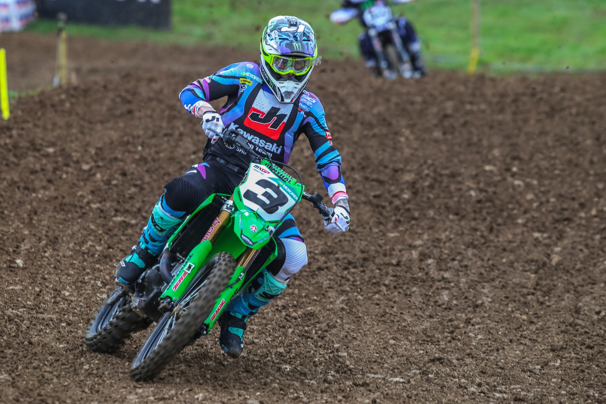 Kawasaki Racing Team's Romain Febvre qualified fifth at a damp St