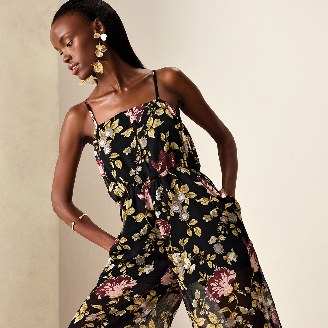 A FLORAL AFFAIR Invest in a jumpsuit that writes its own love