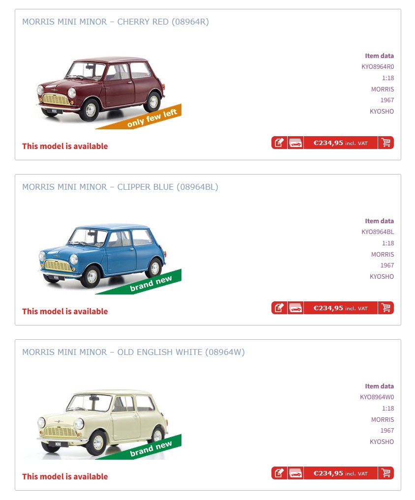 Kyosho mini car releases announced