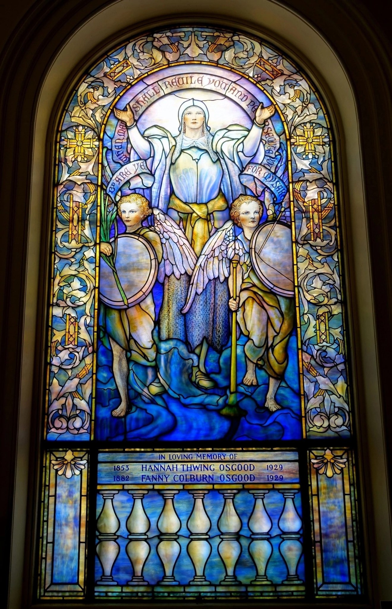 Memorial stained glass windows created by Tiffany Studios for