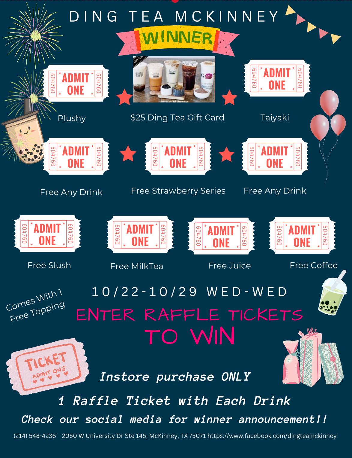 Ding - Is Raffle week again!! 🎟️🤩🤩🎟️ 10/22 Wed - 10/29 Wed Enter raffle ...