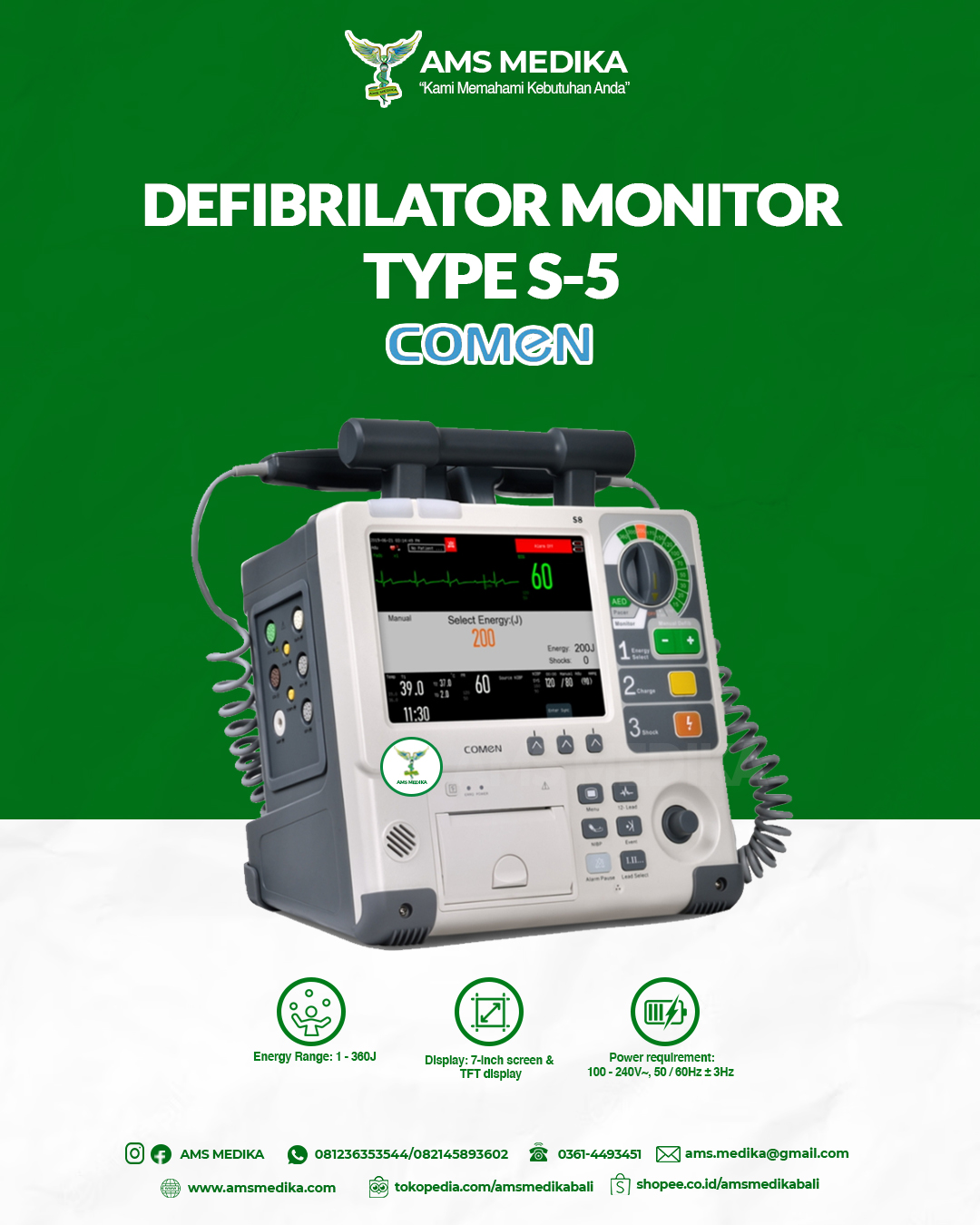 AMS - 𝗗𝗘𝗙𝗜𝗕𝗥𝗜𝗟𝗔𝗧𝗢𝗥 𝗠𝗢𝗡𝗜𝗧𝗢𝗥 𝗦𝟱 𝗖𝗢𝗠𝗘𝗡 Physical Dimensions - Dimension ...