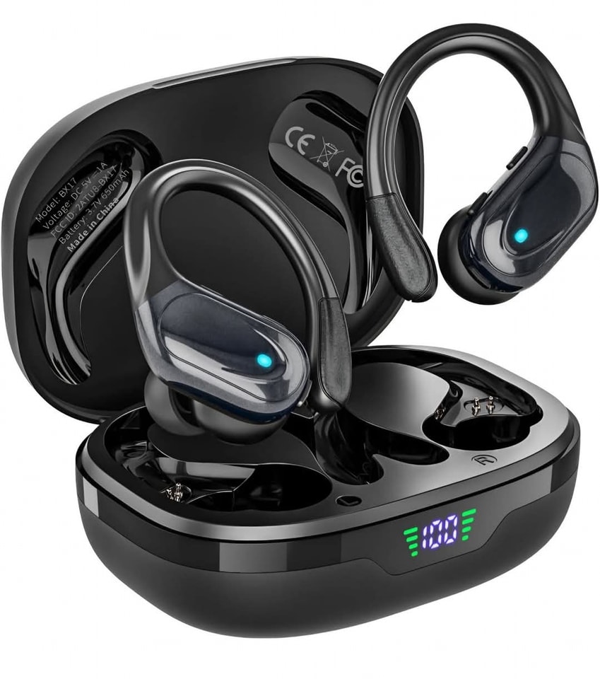 Wireless Earbuds, HiFi Stereo Sport Bluetooth 5.3 Headphones With Earhooks 48h Deep Bass In Ear Headphones With Led Display Noise Cancelling Ip7