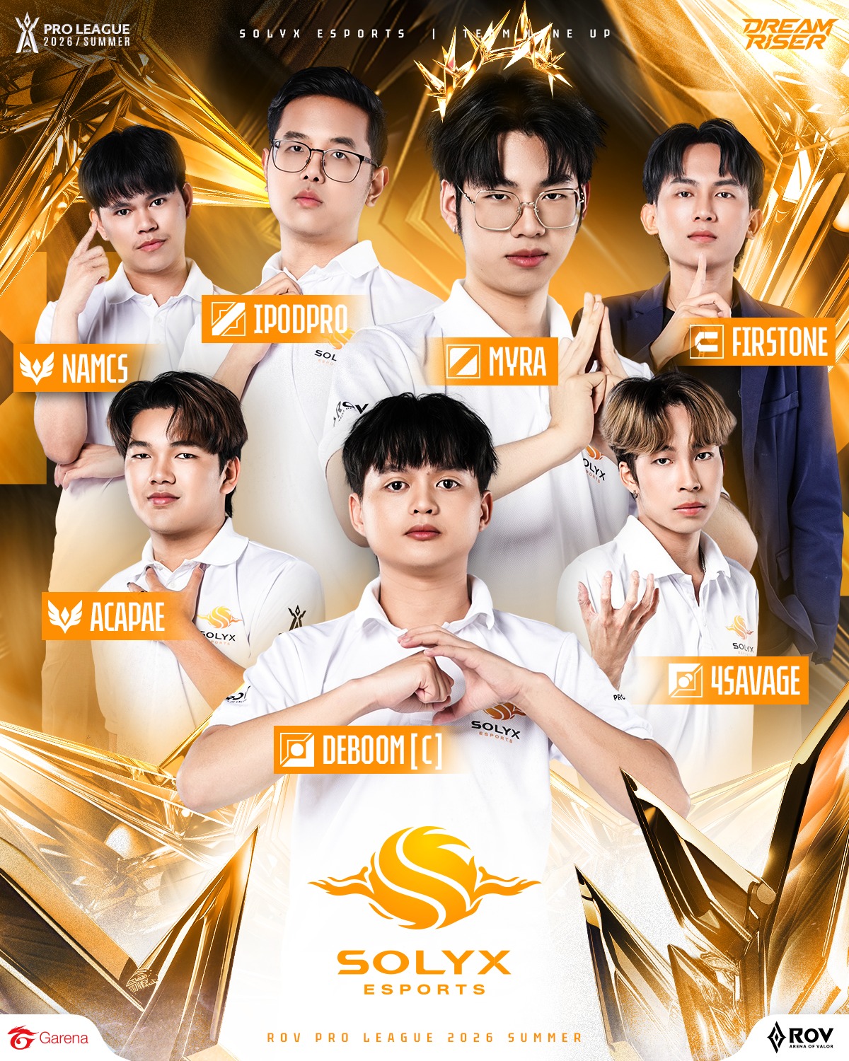Garena - เปิดตัวไลน์อัปทีม 🔥SOLYX Esports (SLX) ลุยศึกซีซันใหม่ RoV Pro ...