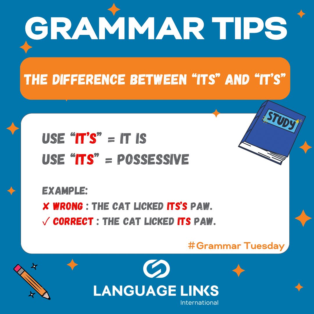 Language - Grammar Tip! 📕💡 Do you know the difference between ‘its’ and ...
