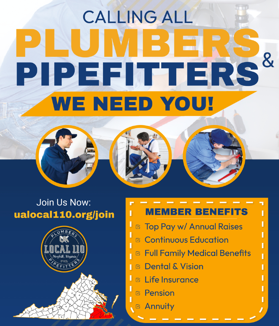 Plumbers & Steamfitters Local Union 110 | Norfolk VA