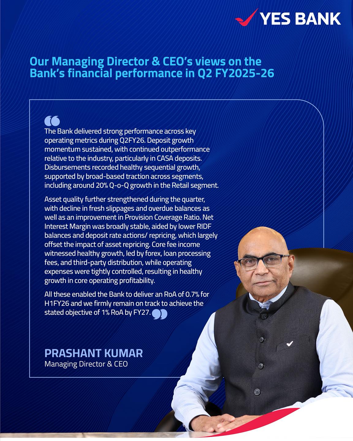 YES BANK - Our Managing Director & CEO, Mr. Prashant... | Facebook