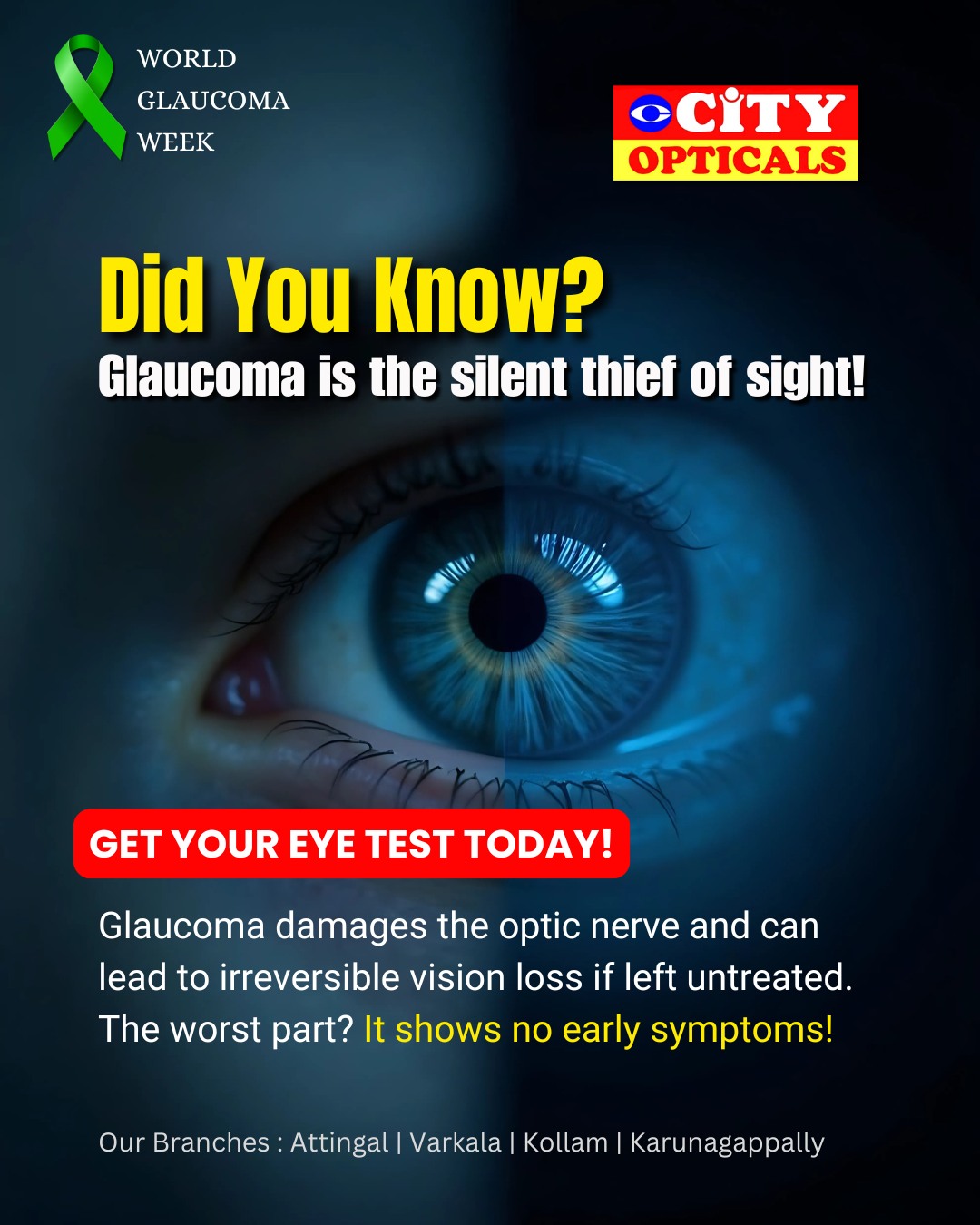 CITY - Did you know? 🤔 Glaucoma is the silent thief of sight! It shows ...