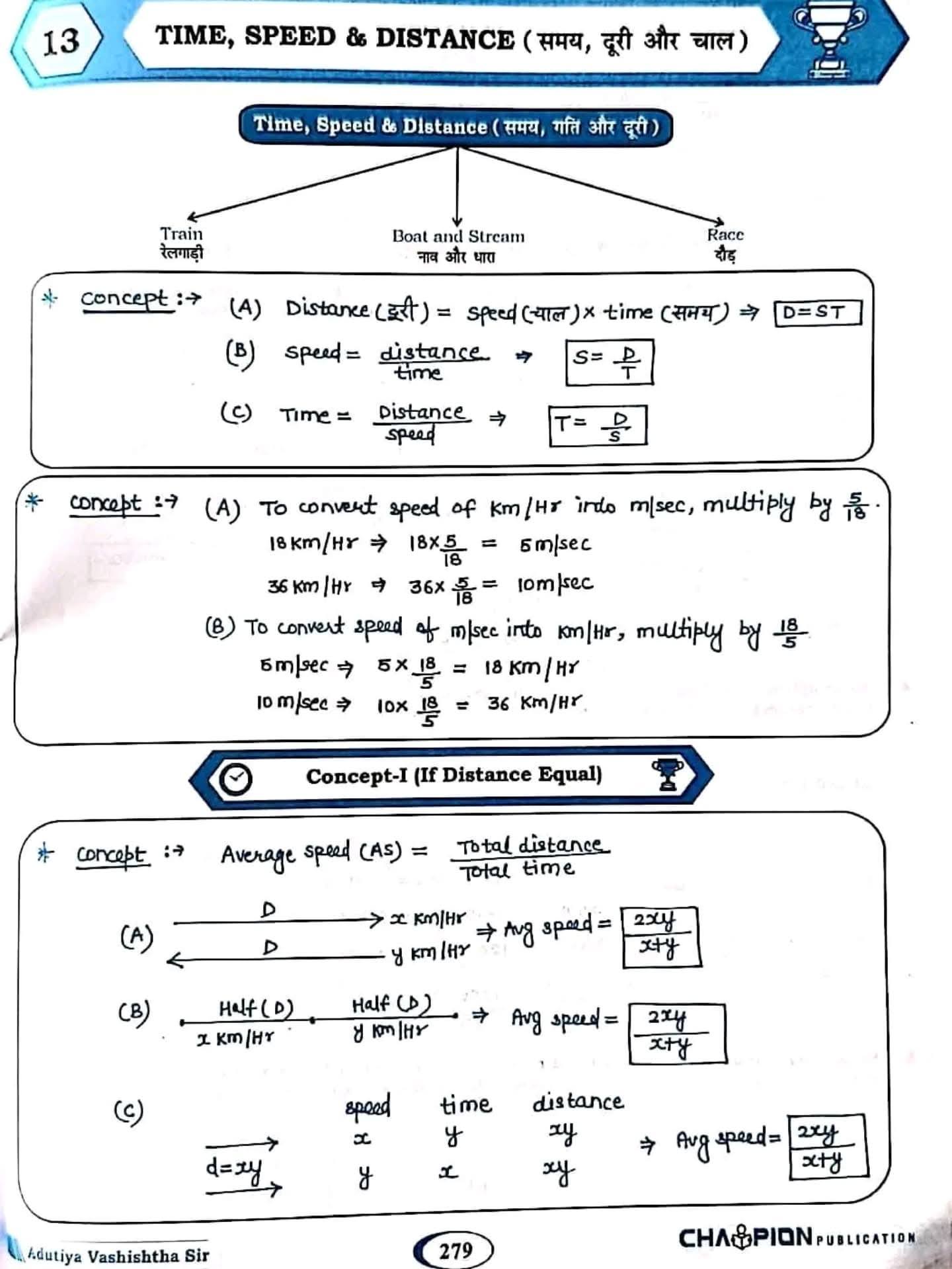 Speed Time & Distance Notes. #math... - G.S. Academy Ujjain | Facebook