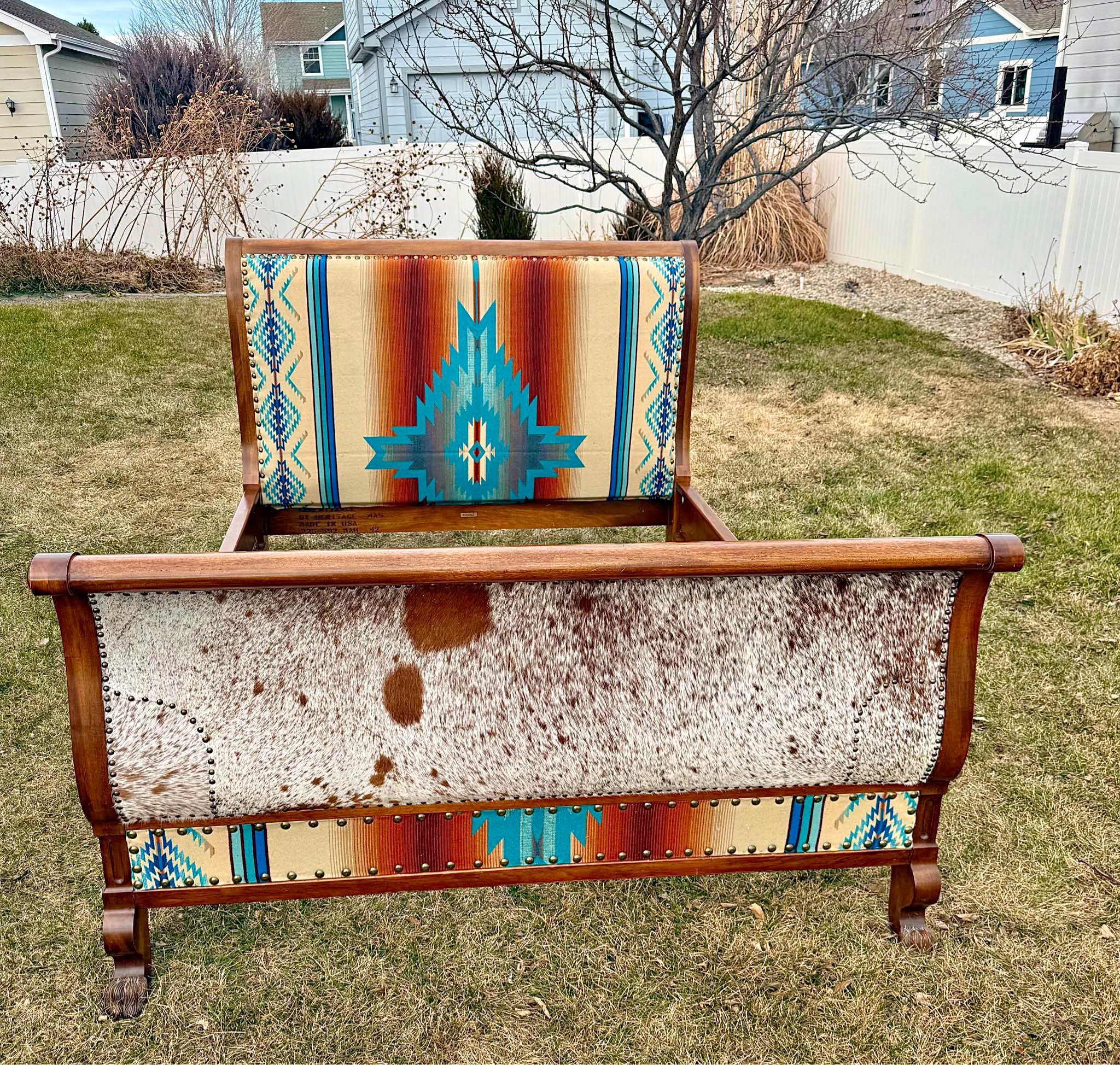Custom Pendleton and Cowhide Queen Bed Frame - Beds & Bed Frames ...