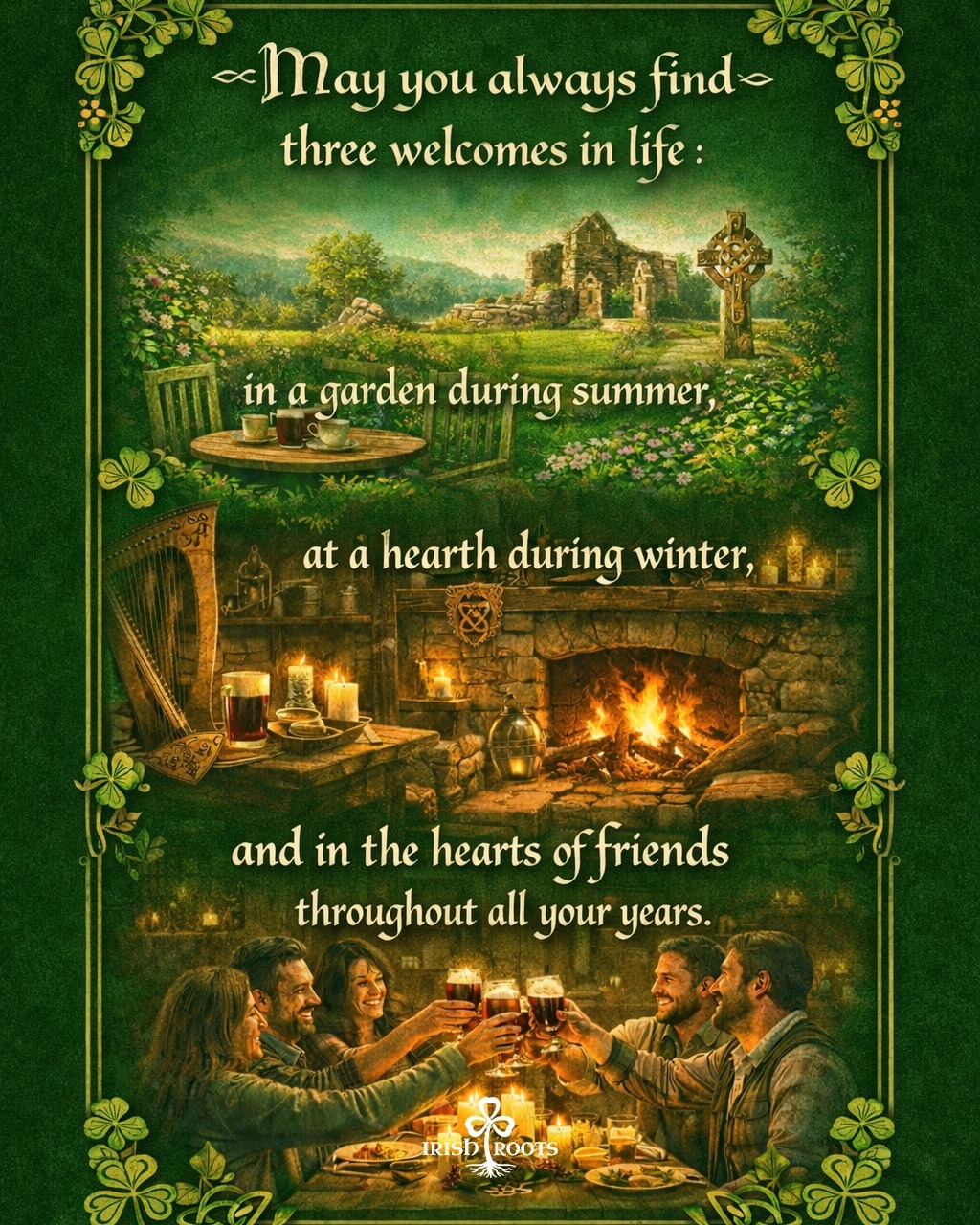 Irish - May you always find three welcomes in life: In a garden during ...