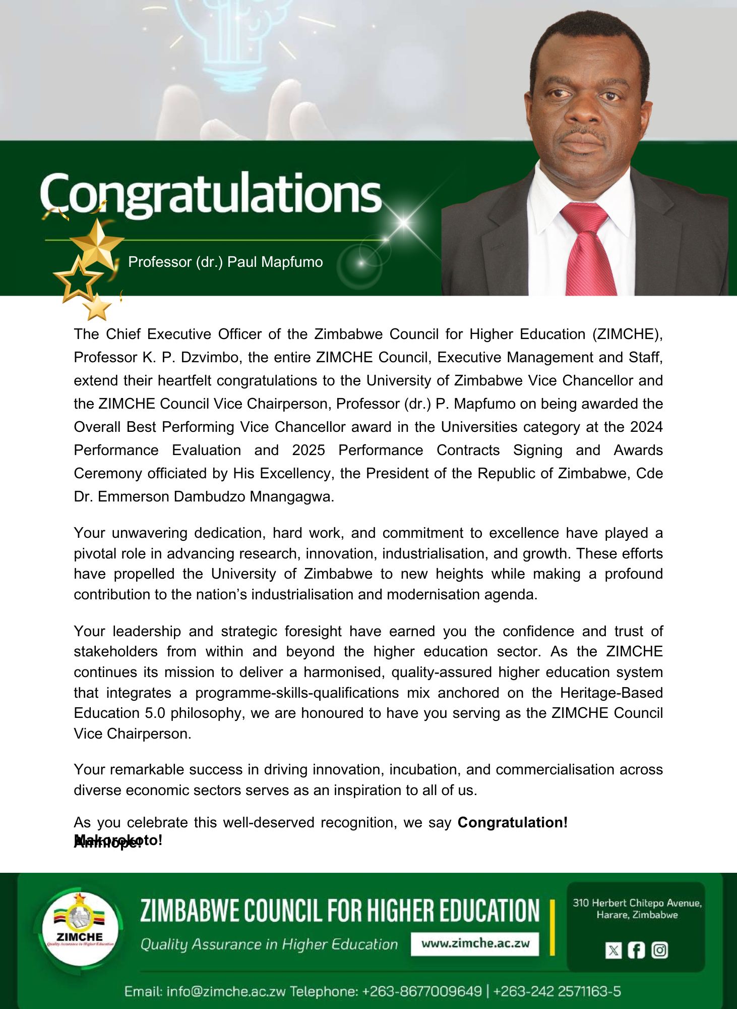 Zimbabwe Council for Higher Education | Harare
