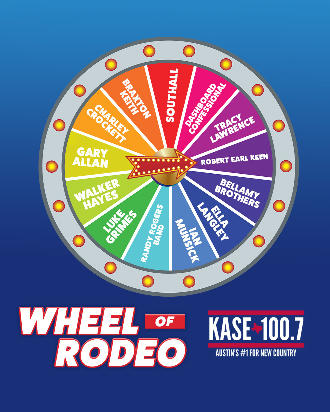 KASE - It’s the WHEEL OF RODEO! The Wheel landed on... Robert Earl Keen ...