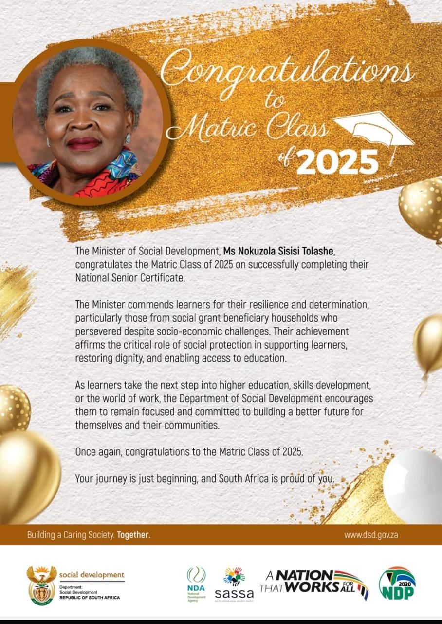 Department - Congratulations to the Matric Class of 2025 | Facebook