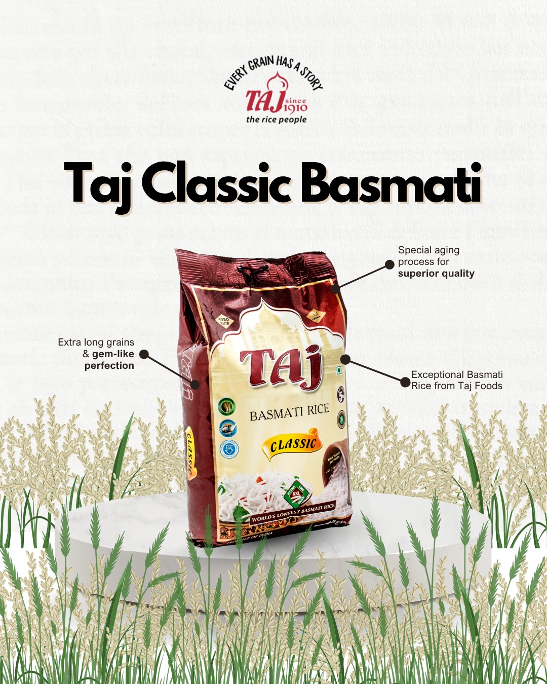 Taj - Crafted through time, aged to perfection — Taj Classic Basmati ...