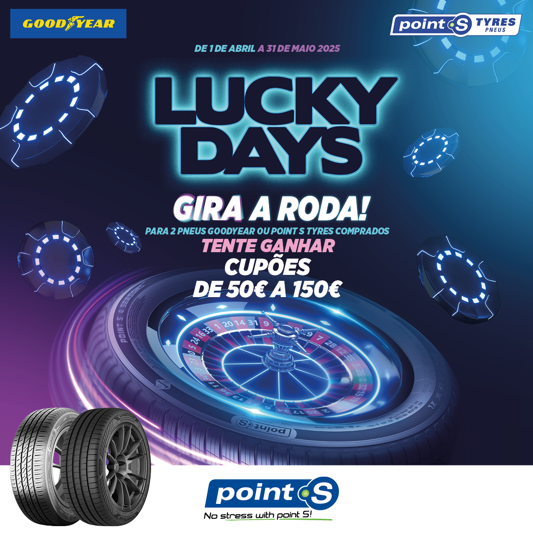 VMC - ⚠️Campanha Lucky Days de 2025⚠️ Na compra de 2 pneus Goodyear ou ...