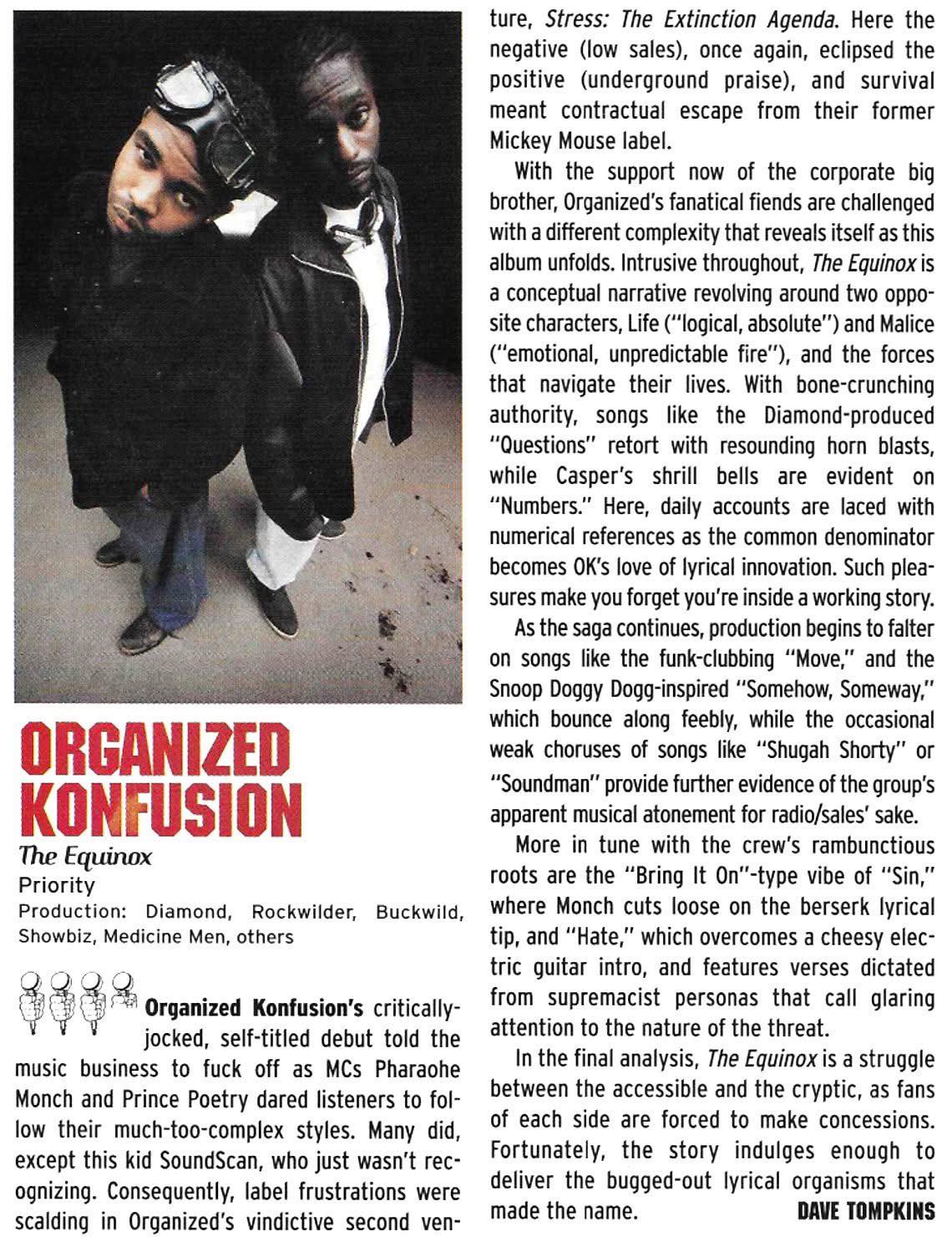 The Source's review and mic rating for Organized Konfusion - The