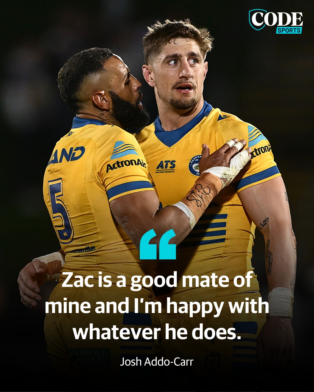 CODE - Parramatta star Josh Addo-Carr is backing exiled former teammate ...