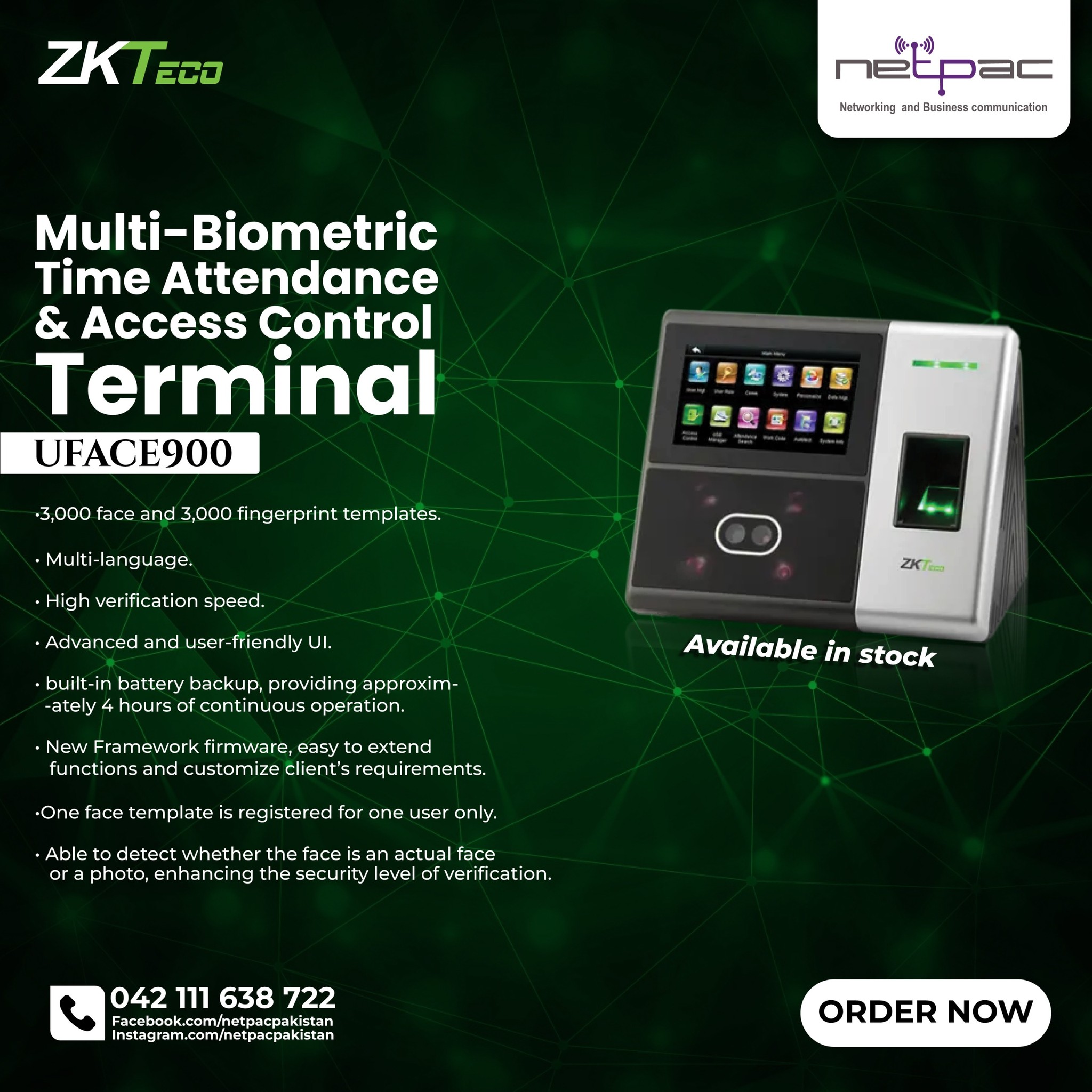 Netpac - 📍ZKTECO ⚡Multi-Biometric Time Attendance and Access Control ...