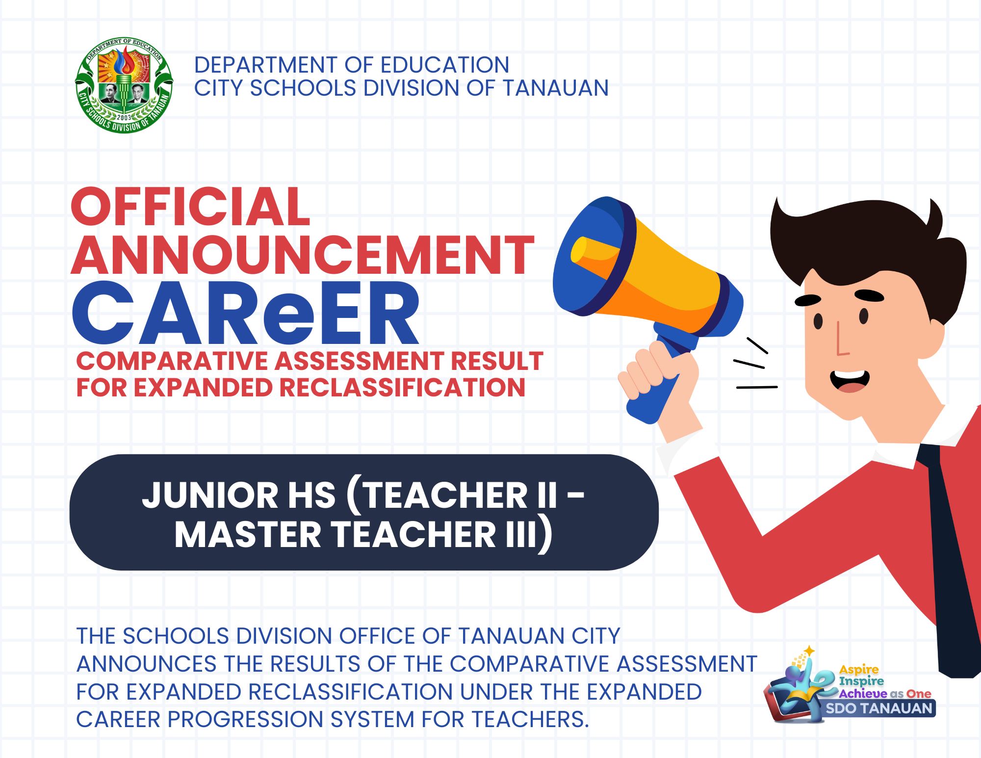 DepEd - 📢 OFFICIAL ANNOUNCEMENT | Comparative Assessment Results JUNIOR ...