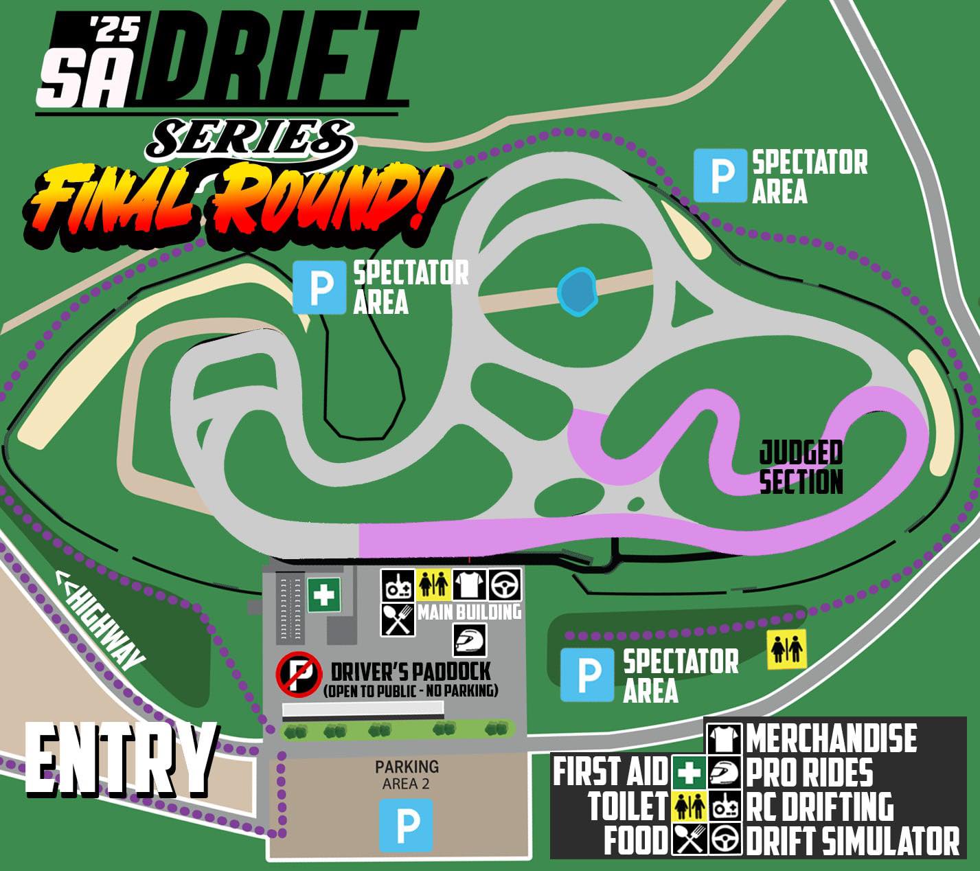 Drifting - SUNDAY’S TRACK MAP (AND LAYOUT) Prime real estate for Round ...