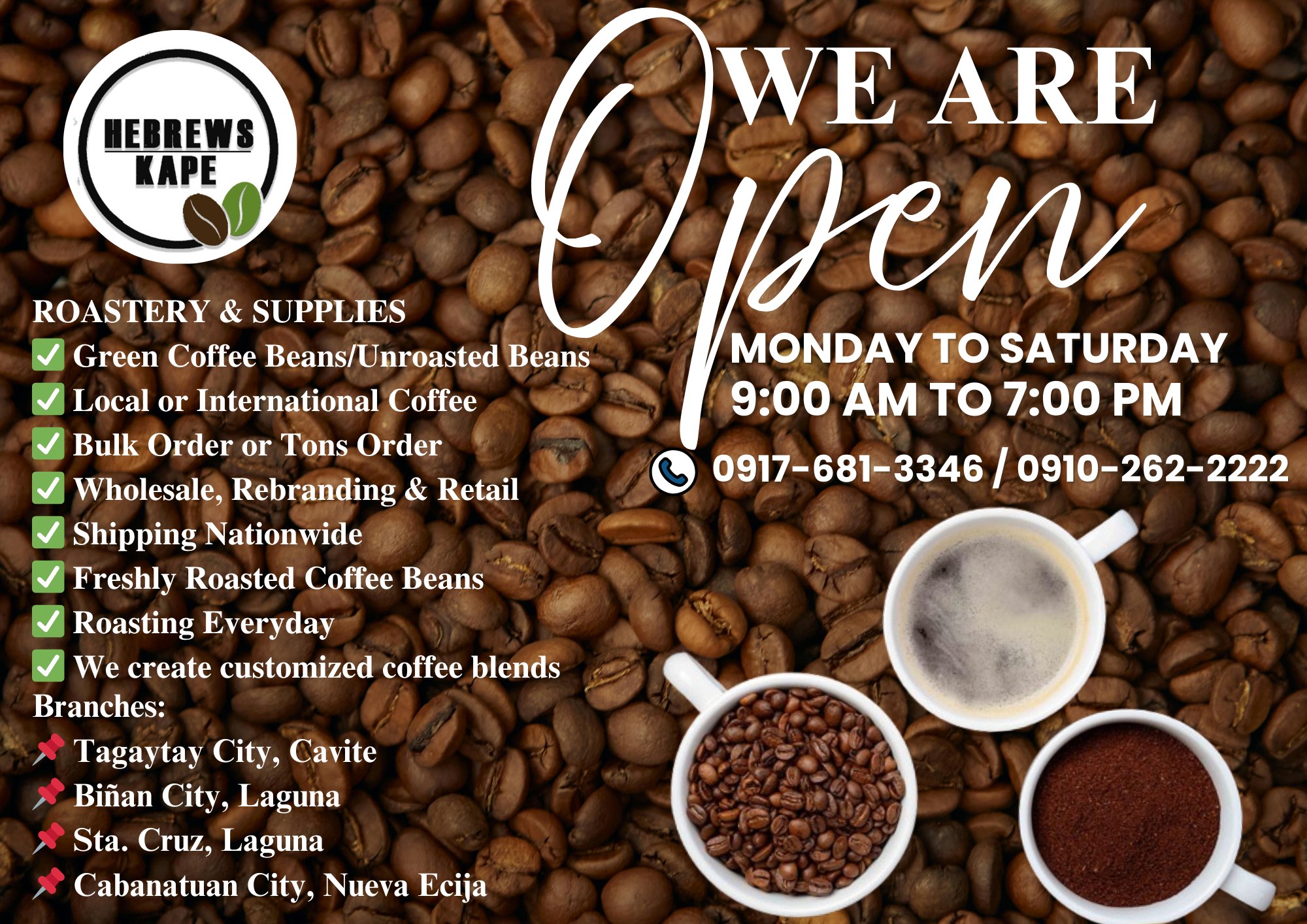 HebrewsKape Roastery Biñan | Binãn