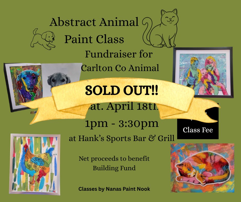 Abstract Animal Paint Class Fundraiser for Carlton Co Animal Rescue