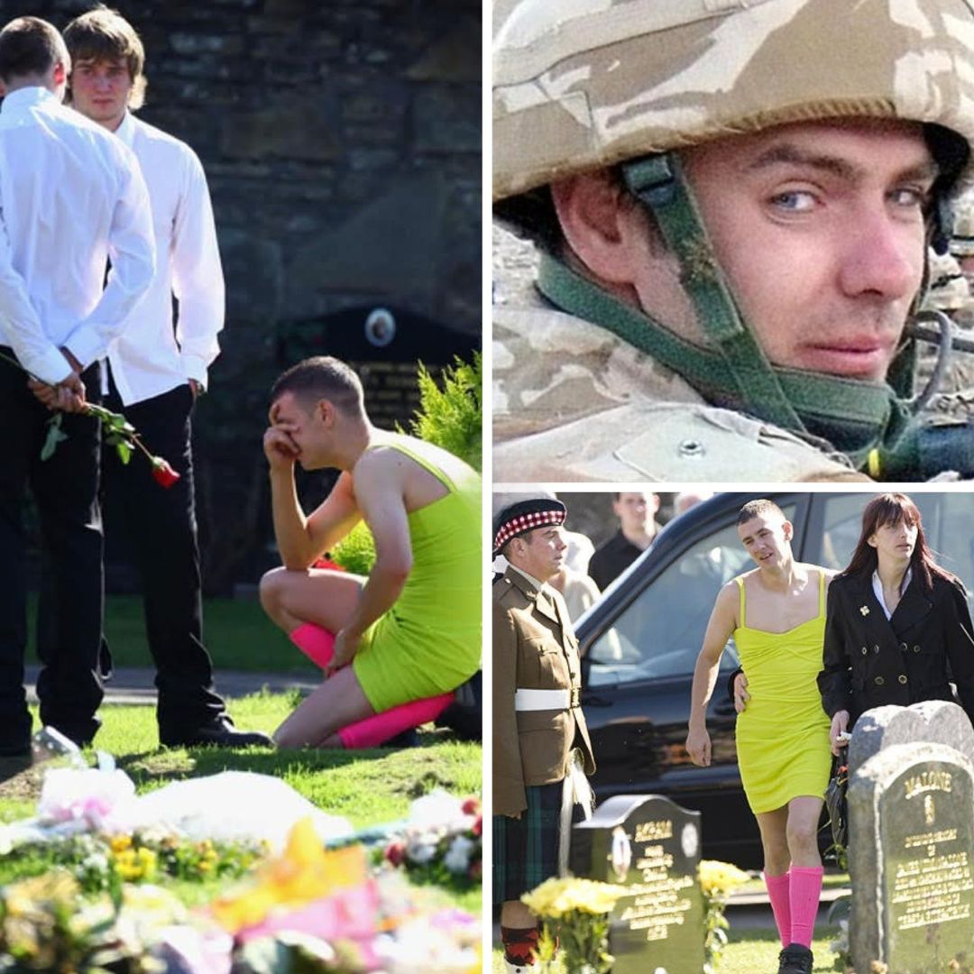 Wearing a bright green dress and pink socks, Barry Delaney became the most unexpected — and unforgettable — figure at a military funeral in Dundee. This was not mockery or provocation. It