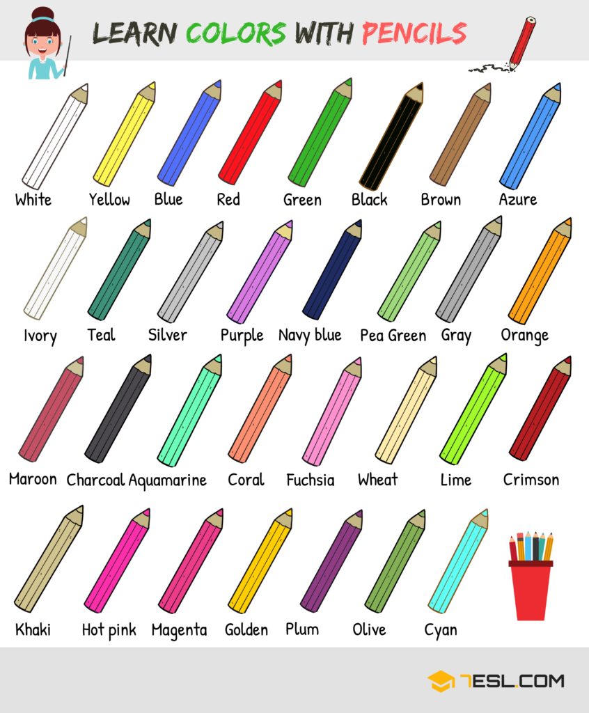 7ESL - Color Names!! See more: https://7esl.com/colour-vocabulary ...