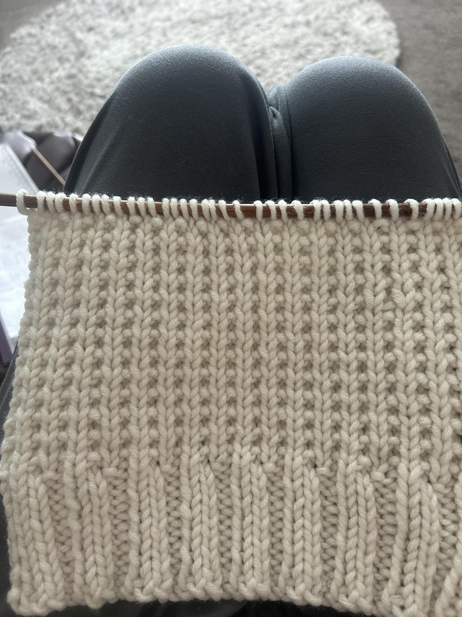 Discovered half moss stitch and I love it! First side of a