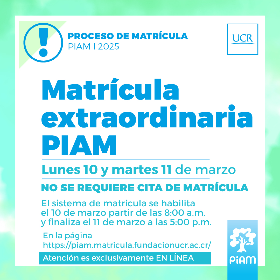 Piam UCR - Recuerde que la matrícula es en línea en la... | Facebook