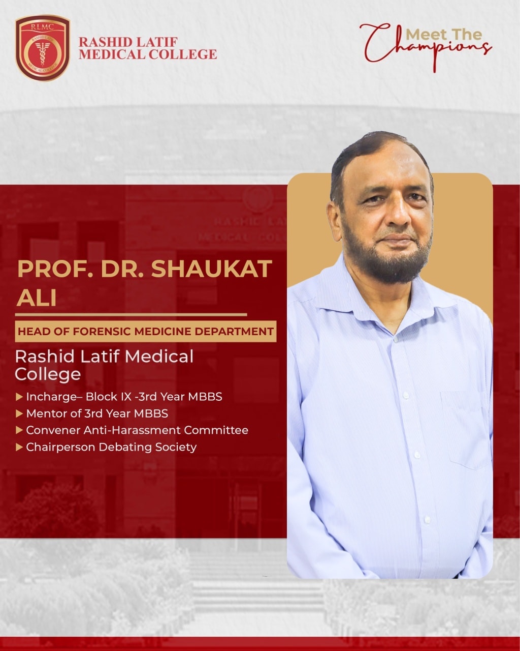 Rashid - Prof. Dr. Shaukat Ali is a pillar of integrity, discipline ...