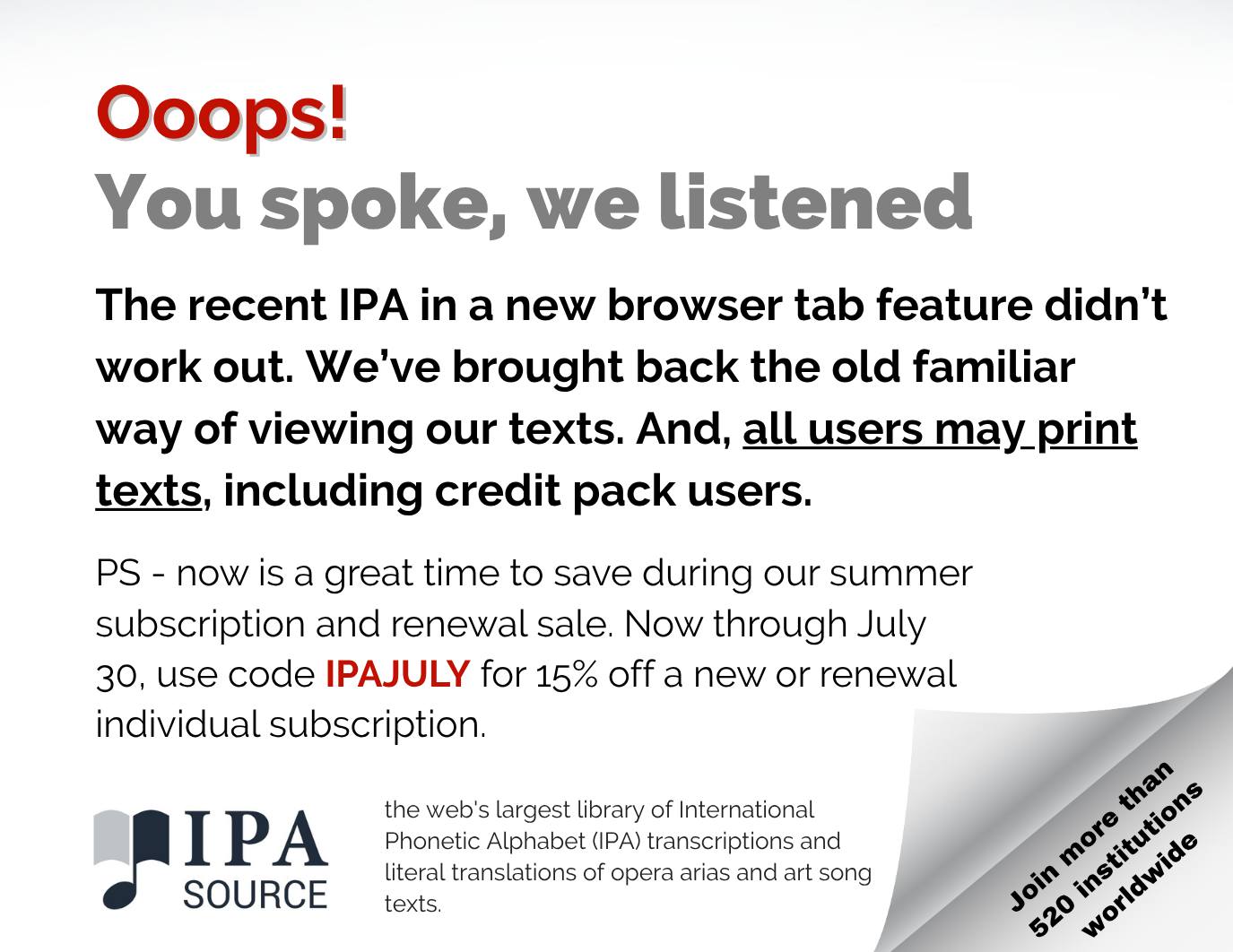 IPA - You spoke, we listened! 👋 We've brought back the familiar way of ...
