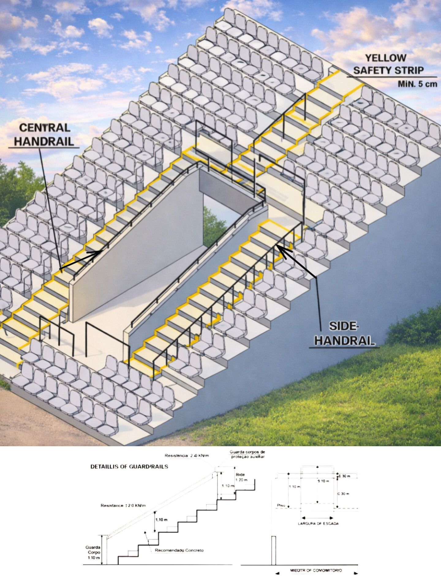 Civil - Modern Stadium Gallery & Safety Stair and Handrail Design ...